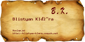 Blistyan Klára névjegykártya